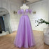 Serene Hill Dubai Arabic Elegant Lilac Feathers Beaded A-Line Evening Gown 2025 Luxury Dress for Women Long Party Dress LA72326 - SERENE HILL