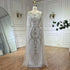 Serene Hill Dubai Arabic Green Mermaid Evening Dress with Elegant Luxury Beaded Cape Sleeves for Women&