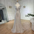 Serene Hill Dubai Beige Elegant Sleeveles Mermaid Beaded Arabic Evening Dresses Gowns for Women Wedding Party 2025 LA72456 - SERENE HILL