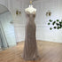 Serene Hill Dubai Caramel Luxury Beaded Spaghetti Strap Mermaid Evening Dresses Gowns for Women Wedding Party 2025 LA72501 - SERENE HILL