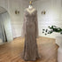 Serene Hill Dubai Gray Elegant Mermaid Beaded Lace Arabic Luxury Evening Dresses Gowns 2025 for Women Wedding Party LA72517 - SERENE HILL