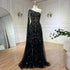 Luxury Beaded Turquoise One Shoulder Evening Dresses with Cape Sleeves LA72503 - SERENE HILL