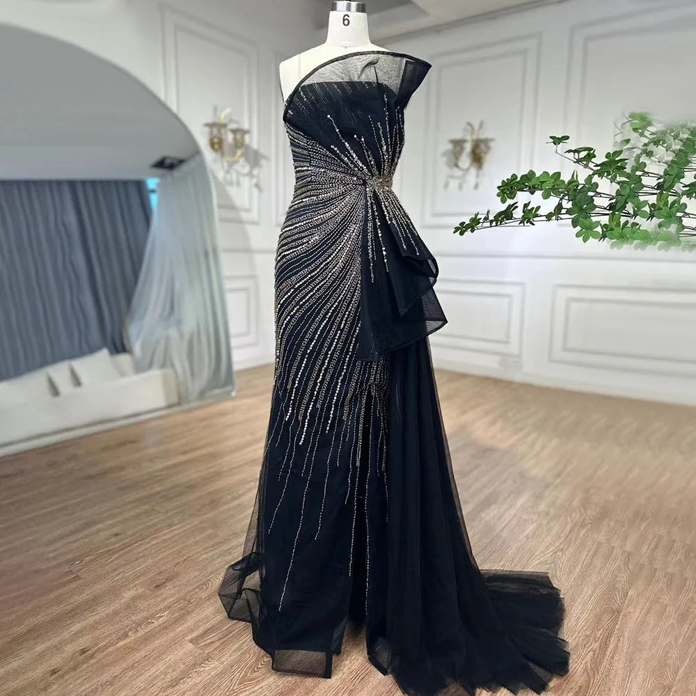 Serene Hill Dubai Green Beaded Mermaid High Split Evening Gowns 2025 Prom Dresses For Women Wedding Party LA72090 - SERENE HILL