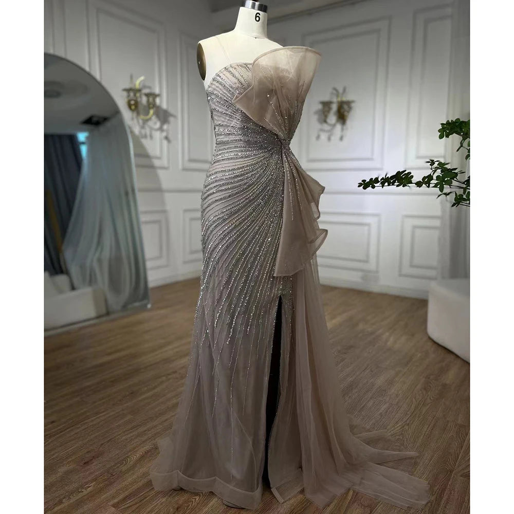Serene Hill Dubai Green Beaded Mermaid High Split Evening Gowns 2025 Prom Dresses For Women Wedding Party LA72090 - SERENE HILL