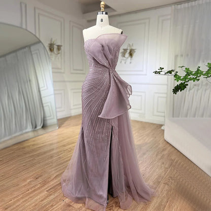 Serene Hill Dubai Green Beaded Mermaid High Split Evening Gowns 2025 Prom Dresses For Women Wedding Party LA72090 - SERENE HILL
