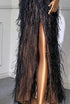 Feathers Mermaid Silver Gray Evening Dress Formal Party Gown LA70623A - SERENE HILL