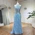 Feathers Mermaid Silver Gray Evening Dress Formal Party Gown LA70623A - SERENE HILL