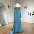 Serene Hill Dubai Luxury Evening Gown 2025 Blue High Split Mermaid Spaghetti Strap Gloves Perfect for Wedding Parties LA72366 - SERENE HILL