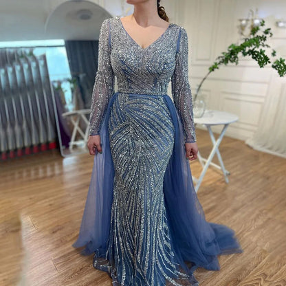 Modest Beaded Luxury Evening Dresses with Detachable Skirt LA71750 - SERENE HILL