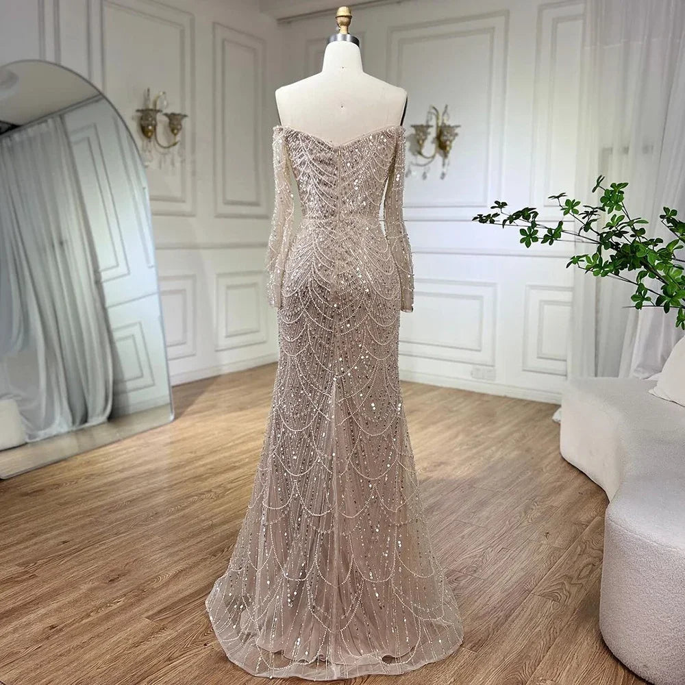 Elegant Off the Shoulder Mermaid Luxury Dubai Evening Dress for Party LA72243 - SERENE HILL