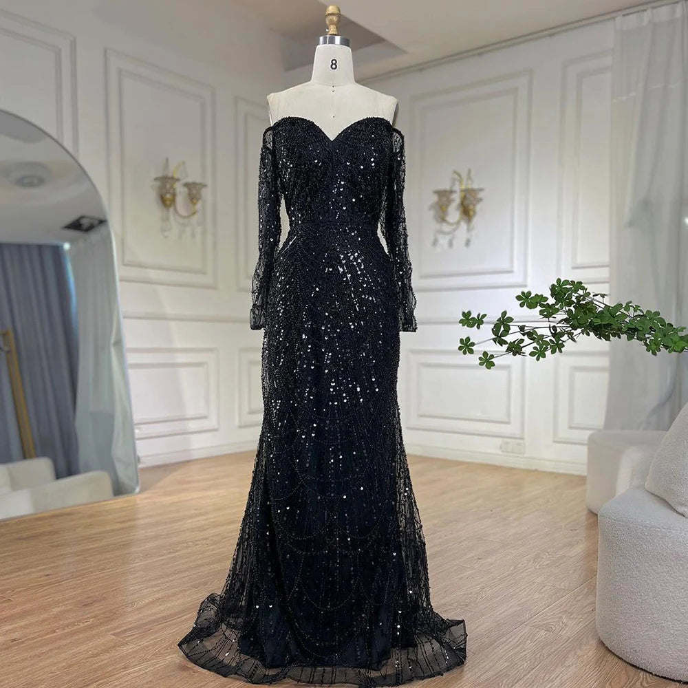 Elegant Off the Shoulder Mermaid Luxury Dubai Evening Dress for Party LA72243 - SERENE HILL