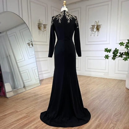 Serene Hill Dubai Satin Mermaid Beaded Luxury Arabic Evening Dresses Gowns 2025 for Women Wedding Party LA72354 - SERENE HILL