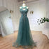 Serene Hill Dubai Turquoise Spaghetti Strap Mermaid Luxury Beaded Evening Dresses Gowns For Women Wedding Party 2025 LA72322 - SERENE HILL