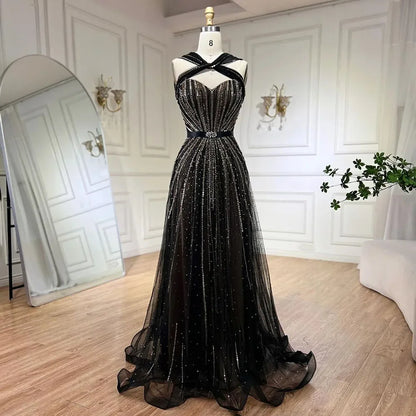 Serene Hill Dubai Turquoise Spaghetti Strap Mermaid Luxury Beaded Evening Dresses Gowns For Women Wedding Party 2025 LA72322 - SERENE HILL