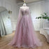 Luxury A-line Blue Evening Dress with Cape Sleeves LA72308 - SERENE HILL