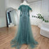 Serene Hill Dubai turquoise Feathers Beaded Mermaid Elegant Evening Dresses Gowns 2025 For Women Wedding Party LA72169 - SERENE HILL