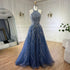 Serene Hill Elegant Blue Arabic A-line Halter Gown Luxury Dubai Evening Dress for Women Wedding Party 2025 LA72302 - SERENE HILL