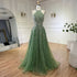 Serene Hill Elegant Blue Arabic A-line Halter Gown Luxury Dubai Evening Dress for Women Wedding Party 2025 LA72302 - SERENE HILL