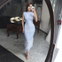 Elegant Arabic Black & White Feather Midi Evening Dresses LA72076 - SERENE HILL