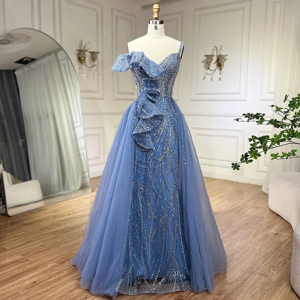 Serene Hill Golden Mermaid Evening Dress With Skirt - Women&