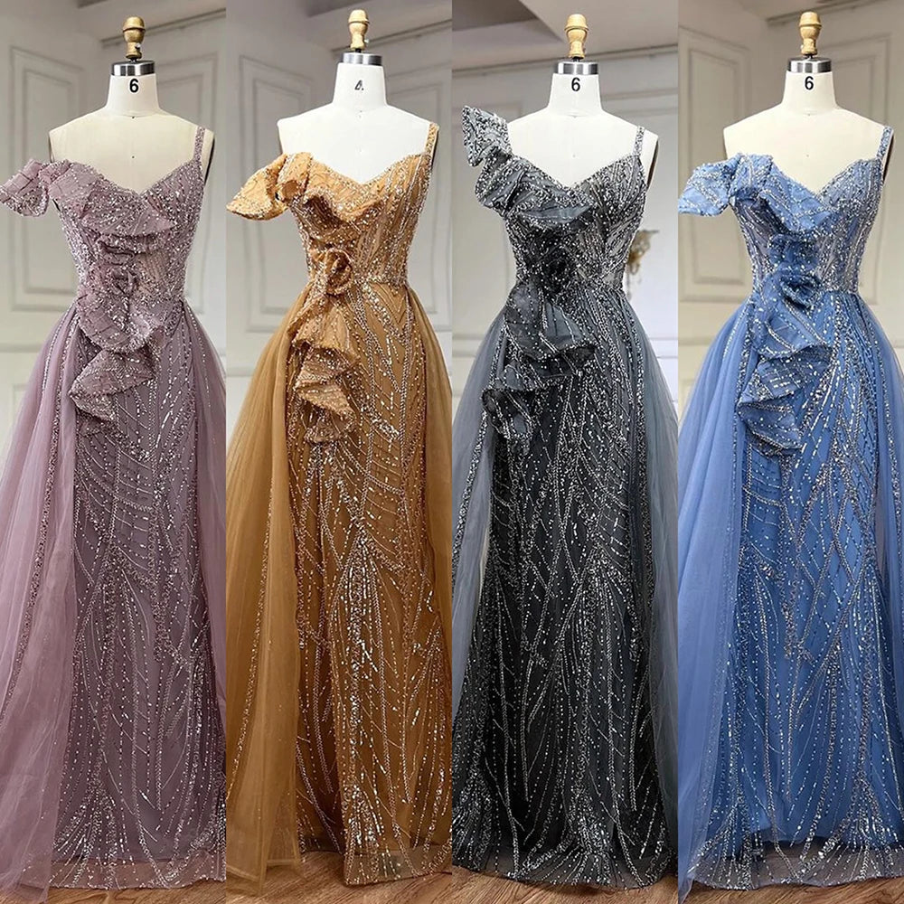 Serene Hill Golden Mermaid Evening Dress With Skirt - Women&