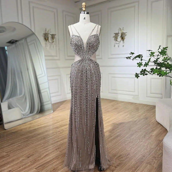 Luxury Beaded Caramel Mermaid Evening Dress LA72305