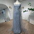 Gray Mermaid Beaded Evening Dress with Cape Sleeves LA72149 - SERENE HILL
