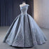 Serene Hill Gray One Shoulder Lace Up Beaded Luxury Ball Gown Bride Gowns Wedding Dress 2025 High End Custom Made HM231074 - SERENE HILL