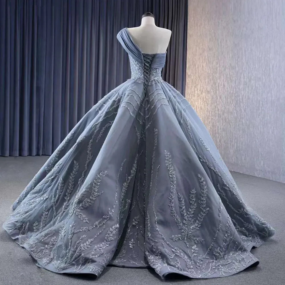 Serene Hill Gray One Shoulder Lace Up Beaded Luxury Ball Gown Bride Gowns Wedding Dress 2025 High End Custom Made HM231074 White / Custom Size / Floor Serene Hill Gray One Shoulder Lace Up Beaded Luxury Ball Gown Bride Gowns Wedding Dress 2025 High End Custom Made HM231074 White / Custom Size / Floor