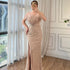 Serene Hill Green Mermaid High Split Off Shoulder Beaded Luxury Dubai Evening Dresses Gowns 2025 For Women Party LA72049 - SERENE HILL