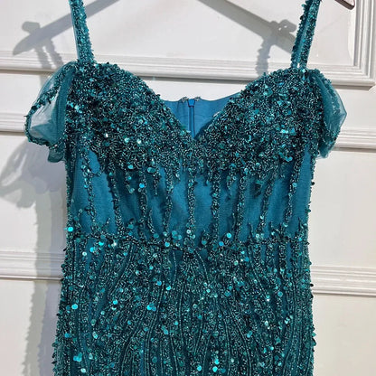 Green Mermaid Feathers Prom Dresses Wedding Evening Dress LA71650A - SERENE HILL