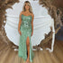 Serene Hill Green Mermaid Spaghetti Straps High Split Beaded Sequined Evening Dresses Gowns 2025 For Women Party LA72212 - SERENE HILL