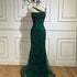 Serene Hill Green One Shoulder Mermaid Elegant Beaded Luxury Red Evening Dress Gown for Women&