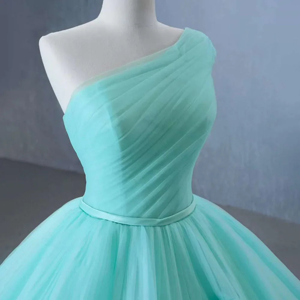Serene Hill High End Custom Made Light Green One Shoulder Lace Up Beaded Luxury Ball Gown Bride Gowns Wedding Dress HM231120 - SERENE HILL