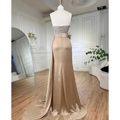 Serene Hill High Split With Skirt Mermaid Nude Sexy CRYSTAL Beaded Evening Dresses Gowns For Women Party 2025 LA72135 - SERENE HILL