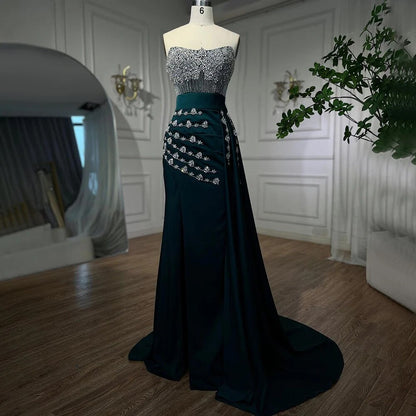 Serene Hill High Split With Skirt Mermaid Nude Sexy CRYSTAL Beaded Evening Dresses Gowns For Women Party 2025 LA72135 - SERENE HILL