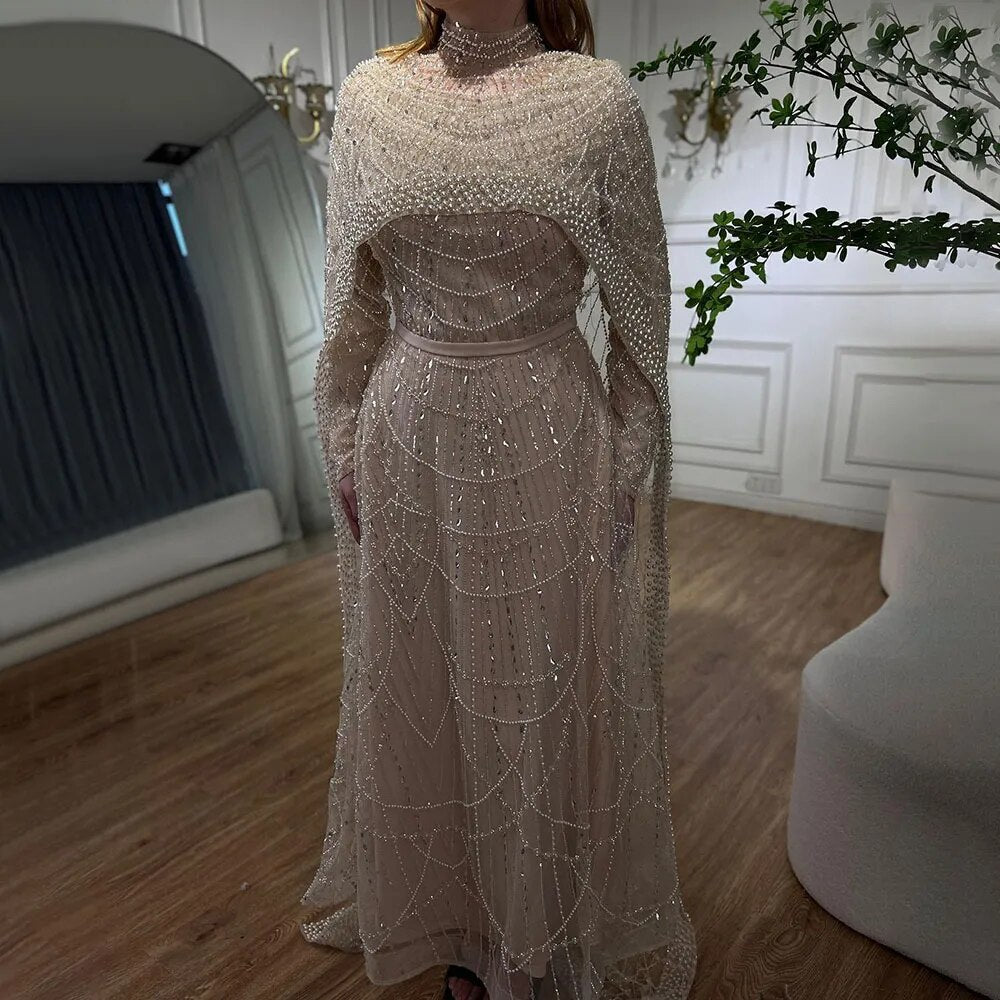 Luxury Modest Sage Green Evening Dress with Pearls LA72032B SERENE HILL Luxury Modest Sage Green Evening Dress with Pearls LA72032B SERENE HILL