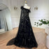 Serene Hill Lilac A Line One Shoulder Cape Sleeves Feathers Beaded Luxury Evening Dresses Gowns for Women Wedding Party LA72503A - SERENE HILL