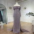 Luxury Tassel Lilac Off Shoulder Evening Dress with Cape LA72374 - SERENE HILL