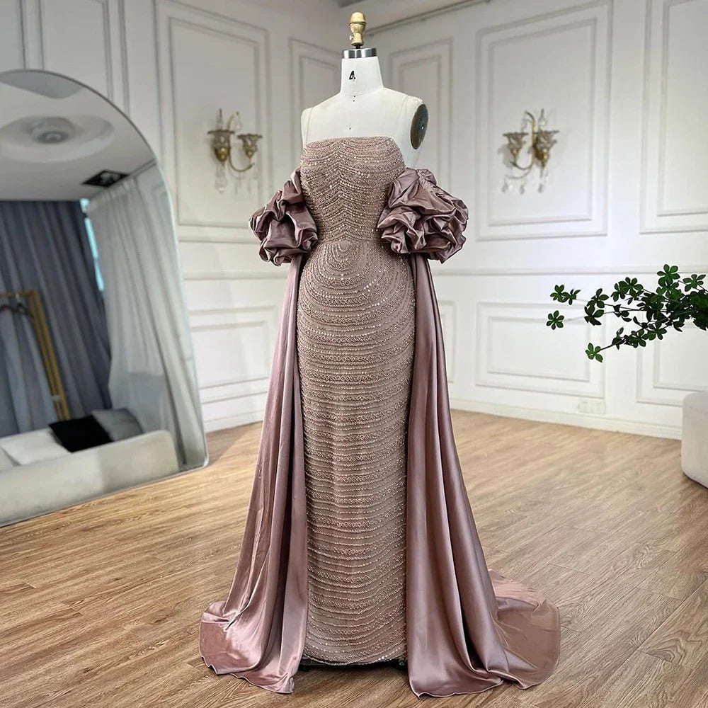 Luxury Dusty Rose Arabic Evening Dress with Cape LA72543 Dusty Rose / 16 Luxury Dusty Rose Arabic Evening Dress with Cape LA72543 Dusty Rose / 16