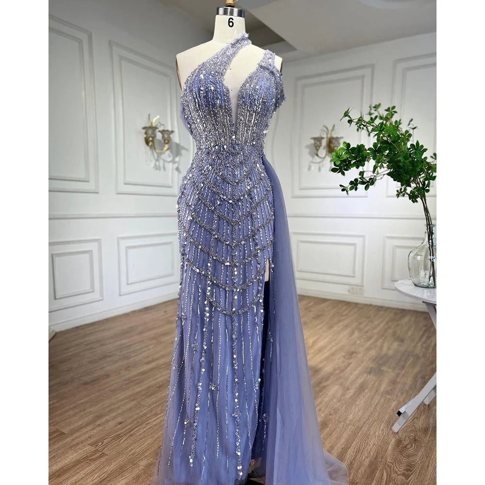 Luxury Beaded Caramel Mermaid Halter Evening Dress LA71778A - SERENE HILL