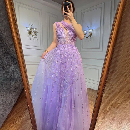 Luxury Beaded Lilac Evening Dresses for Women Wedding Party LA71778 - SERENE HILL