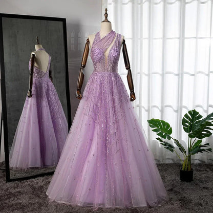 Luxury Beaded Lilac Evening Dresses for Women Wedding Party LA71778 - SERENE HILL