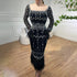 Luxury Black Feathers Midi Evening Dress with Long Sleeve LA71492AM - SERENE HILL