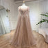 Blue Luxury Feathers Arabic Evening Dresses with Cape LA72236 - SERENE HILL