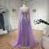 Serene Hill Luxury Dubai Arabic lilac Elegant Cape Sleeves Mermaid Beaded Evening Dresses Gowns For Woman Party 2025 LA72532 - SERENE HILL