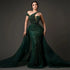 Emerald Green Evening Dress with Overskirt Elegant One Shoulder LA72474 - SERENE HILL