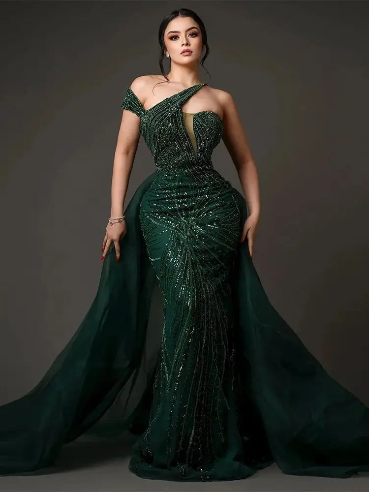emerald green dress one shoulder Classic One-Shoulder Floor-Length Prom Dress -PromGirl Emerald / XSmall