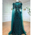 Serene Hill Luxury Emerald Green Evening Dresses with Cape Sleeves 2025 Elegant Women Wedding Party Gowns LA72077 - SERENE HILL