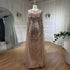 Serene Hill Luxury Gold Cape Sleeves Evening Dresses Gowns 2025 A-Line Beaded For Woman Wedding Party LA71416 - SERENE HILL